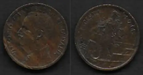 1911 Italia VE III 1c. Italia su Prora in rame SPL