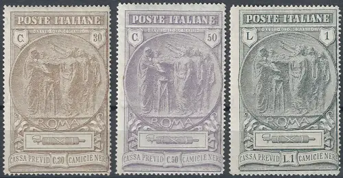 1923 Italia black shirts 3v. mc MNH Sassone n. 147/49