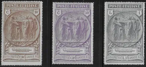 1923 HNY Italia black shirts 3v. MNH Sassone n. 147/49