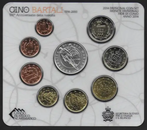 2014 San Marino Mint divisional series 9 coins FDC-MS65
