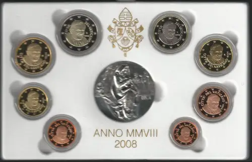 2008 Vaticano Mint divisional series 8 coins FS-PS65 no white cardboard