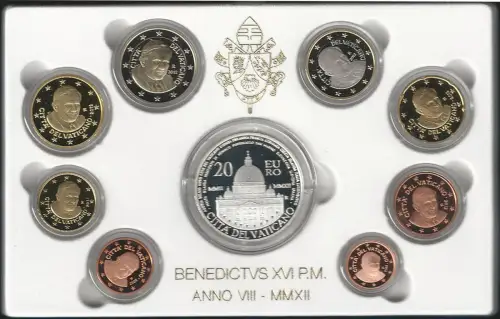 2012 Vaticano mint divisional series 9 coins FS-PS65 no white cardboard