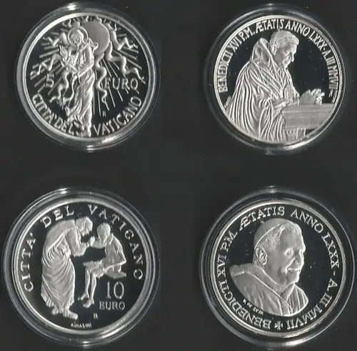 2007 Vaticano 5euro+10euro silver Peace day-Mission Day FS-PF65