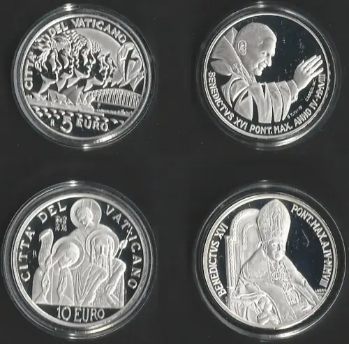 2008 Vaticano 5euro+10euro silver Youth Day-Peace day FS-PF65