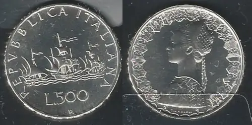 1969 Italia Lire 500 Caravelle silver FDC-MS65