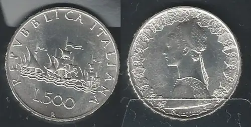 1980 Italia Lire 500 Caravelle silver FDC-MS65