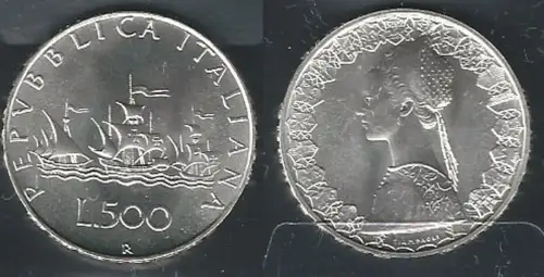 1983 Italia Lire 500 Caravelle silver FDC-MS65