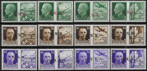 1943 Repubblica Sociale War propaganda Brescia III MNH Sassone n. 13III/24III