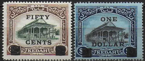 1919 Kedah Council Chamber Alor Star optd 2v. MH SG n. 24/25