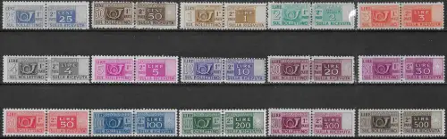Merry Christmas - 1946-51 Italia postal parcels stramps 15v. MNH Sassone n. 66/80