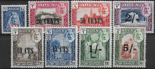 1951 Aden Kathiri State of Seiyun 8v. MNH SG n. 20/27
