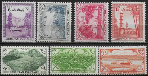 1954 Pakistan 7th Independence 7v. MNH SG n. 65/71