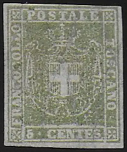 1860 Toscana 5c. yellowish olive green MNH Sassone 18b