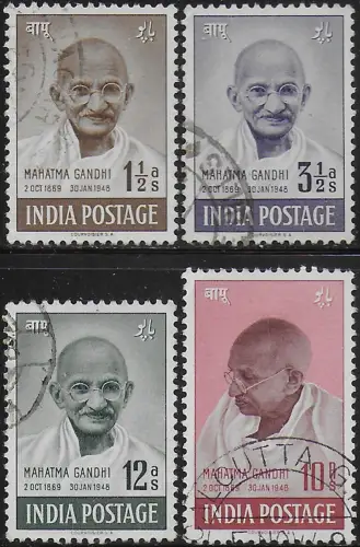 1948 India Mahatma Gandhi 4v. used SG n. 305/08