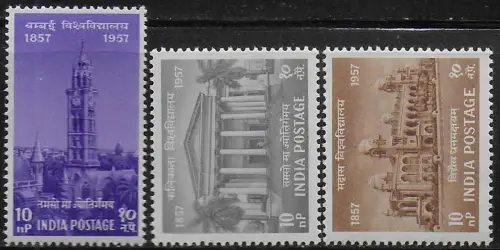 1957 India Indians Universities 3v. MNH SG n. 392/94