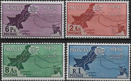 1960 Pakistan Map of 4v. MNH SG n. 108/11