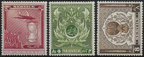 1951 Pakistan SERVICE 3v. MNH SG n. O32/O34