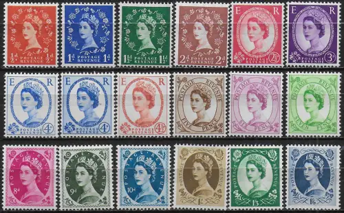 1958-65 Great Britain Elizabeth II 18v. MNH SG n. 570/86+576a