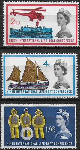 1963 Great Britain Lifeboat Conference 3v. MNH SG n. 639p/41p
