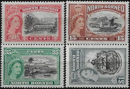 1956 North Borneo British North Borneo Co. 4v. MNH SG n. 387/90