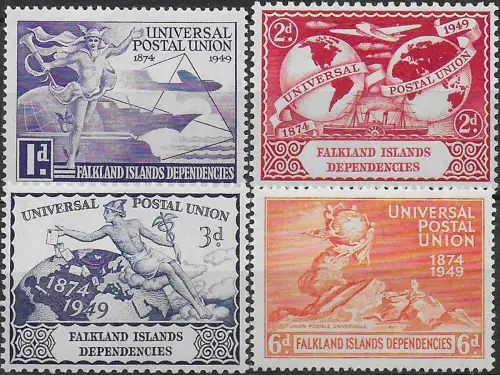 1949 Falkland Dependencies UPU 75th Anniversary 4v. MNH SG n. G21/24