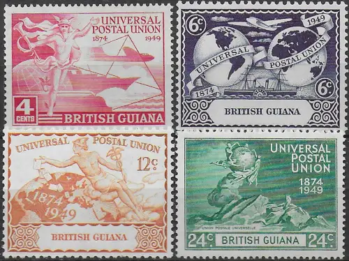 1949 British Guyana UPU 75th Anniversary 4v. MNH SG n. 324/27