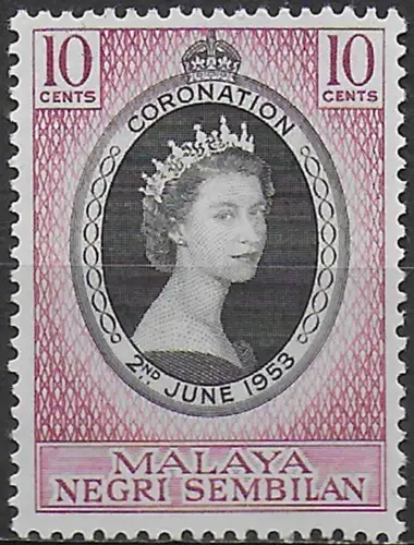 1953 Negri Sembilan Malaysian States Coronation 1v. MNH SG n. 67