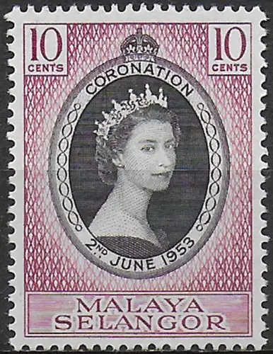 1953 Selangor Malaysian States Coronation 1v. MNH SG n. 115
