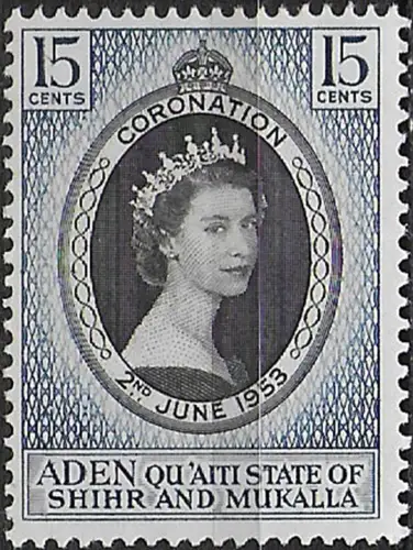 1953 Aden Shihr and Mukalla Coronation MNH SG n. 28