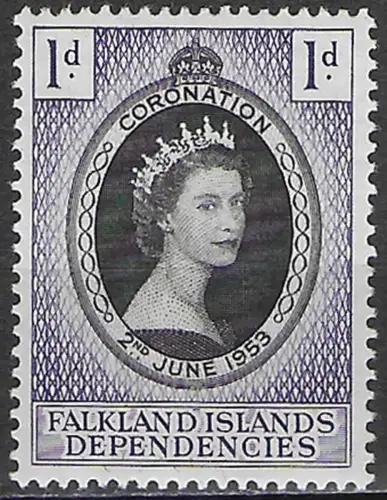1953 Falkland Islands Dependencies Coronation 1v. MNH SG n. G25