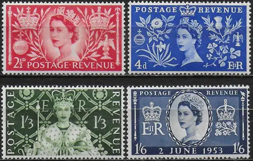 1953 Great Britain Elizabeth II Coronation 4v. MNH SG n. 532/35