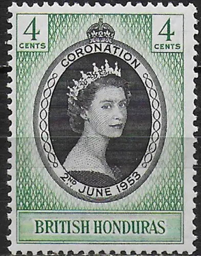 1953 British Honduras Coronation MNH SG n. 178