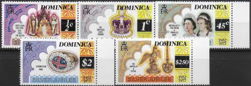 1977 Dominica Silver Jubilee 5v. MNH SG n. 562/66