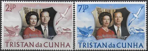 1972 Tristan da Cunha royal silver wedding 2v. MNH SG n. 174/75