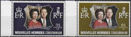 1972 Nouvelles Hebrides silver wedding 2v. MNH SG n. F187/F188