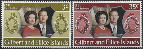 1972 Gilbert and Ellice Islands silver wedding 2v. MNH SG n. 211/12