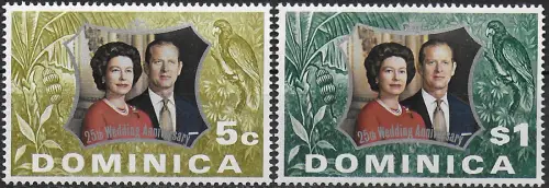 1972 Dominica royal silver wedding 2v. MNH SG n. 366/67