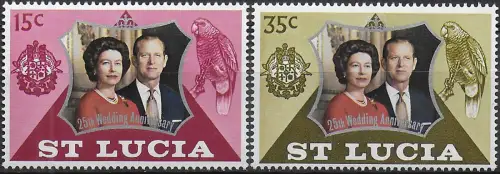 1972 St Lucia royal silver wedding 2v. MNH SG n. 343/44