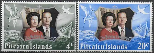 1972 Pitcairn Islands royal silver wedding 2v. MNH SG n. 124/25