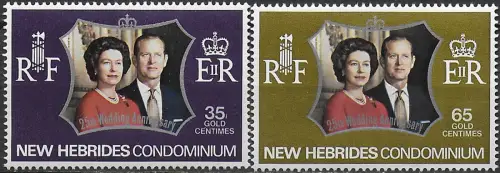 1972 New Hebrides royal silver wedding 2v. MNH SG n. 172/73