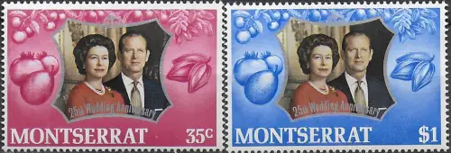 1972 Montserrat royal silver wedding 2v. MNH SG n. 307/08