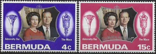 1972 Bermuda royal silver wedding 2v. MNH SG n. 291/92