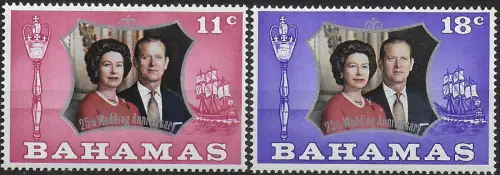1972 Bahamas royal silver wedding 2v. MNH SG n. 393/94