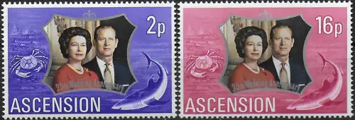 1972 Ascension royal silver wedding 2v. MNH SG n. 164/65