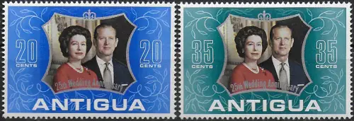1972 Antigua royal silver wedding 2v. MNH SG n. 339/40