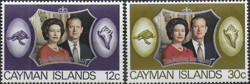 1972 Cayman Islands royal silver wedding 2v. MNH SG n. 317/18