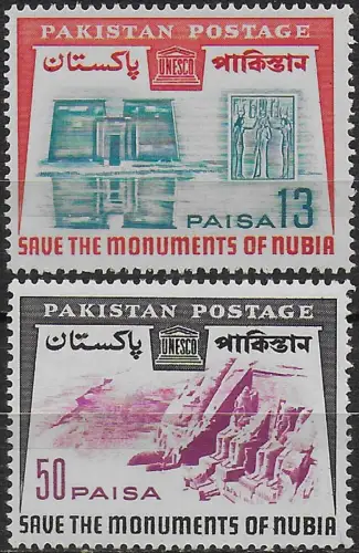 1964 Pakistan Nubian Monuments 2v. MNH SG n. 211/12