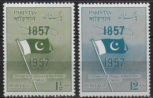 1957 Pakistan Struggle for Independence 2v. MNH SG n. 90/91