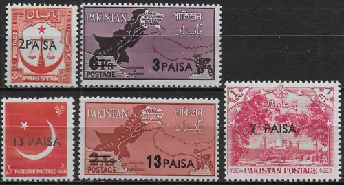 1961 Pakistan New currency 5v. MNH SG n. 122/26