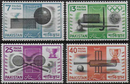 1962 Pakistan Sports 4v. MNH SG n. 159/62
